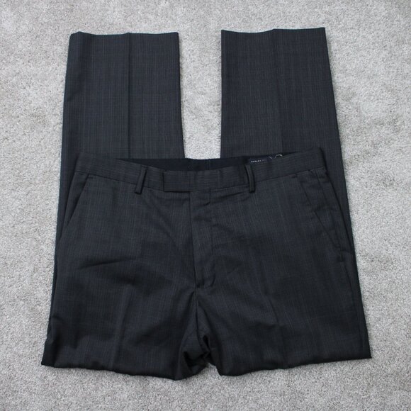 Banana Republic Pants Mens 36x32 Black Tailored Slim Fit 100% Wool Flat Front - Picture 1 of 14